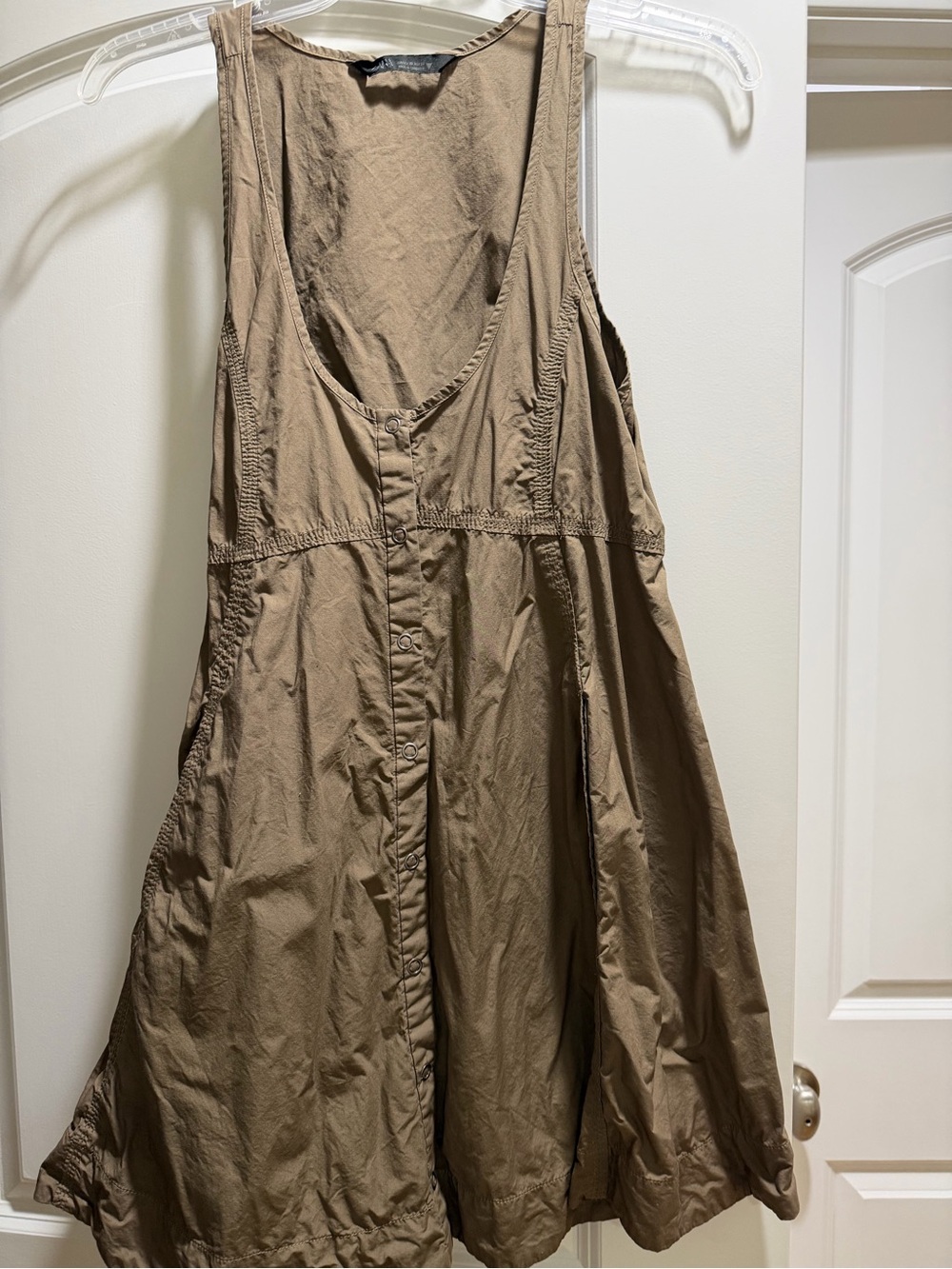 Zara Taupe Brown Sleeveless Button-Front Mini Dress